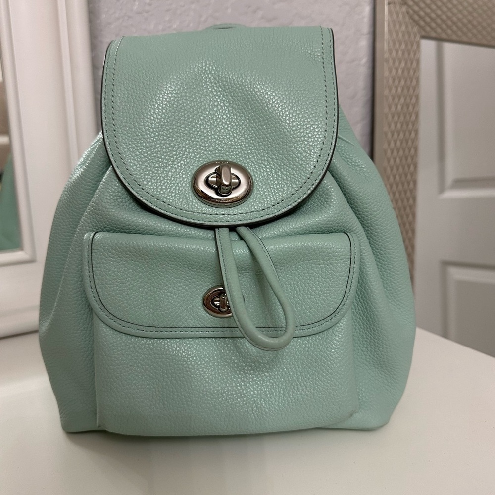❗️SOLD❗️Coach Mini Mint Green Pebble Leather Backpack Bag